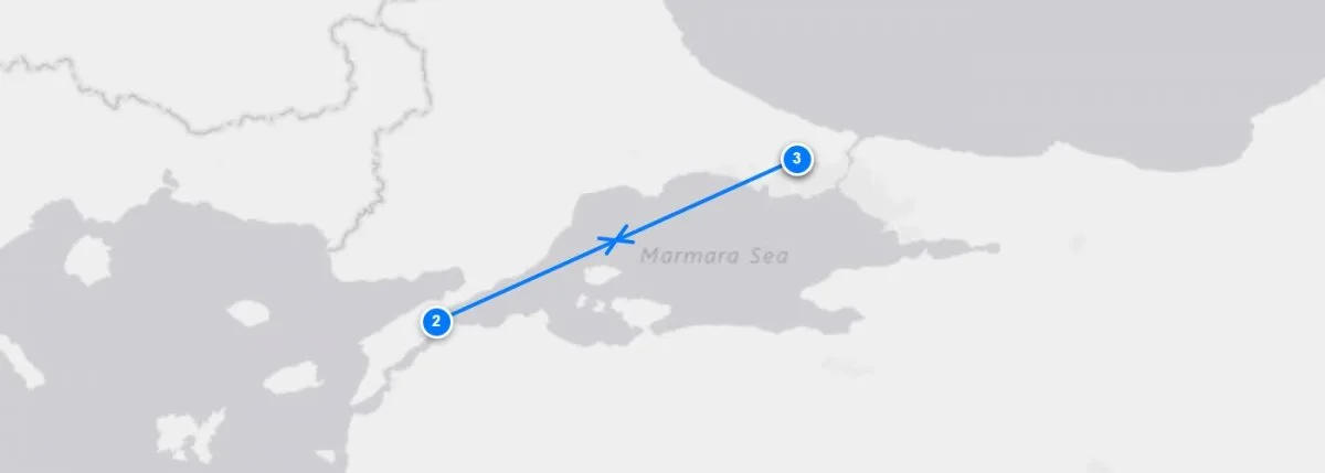 Dawn Service From Istanbul route map